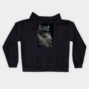 Cool cat portrait looking out in the distance with sun glasses Kids Hoodie